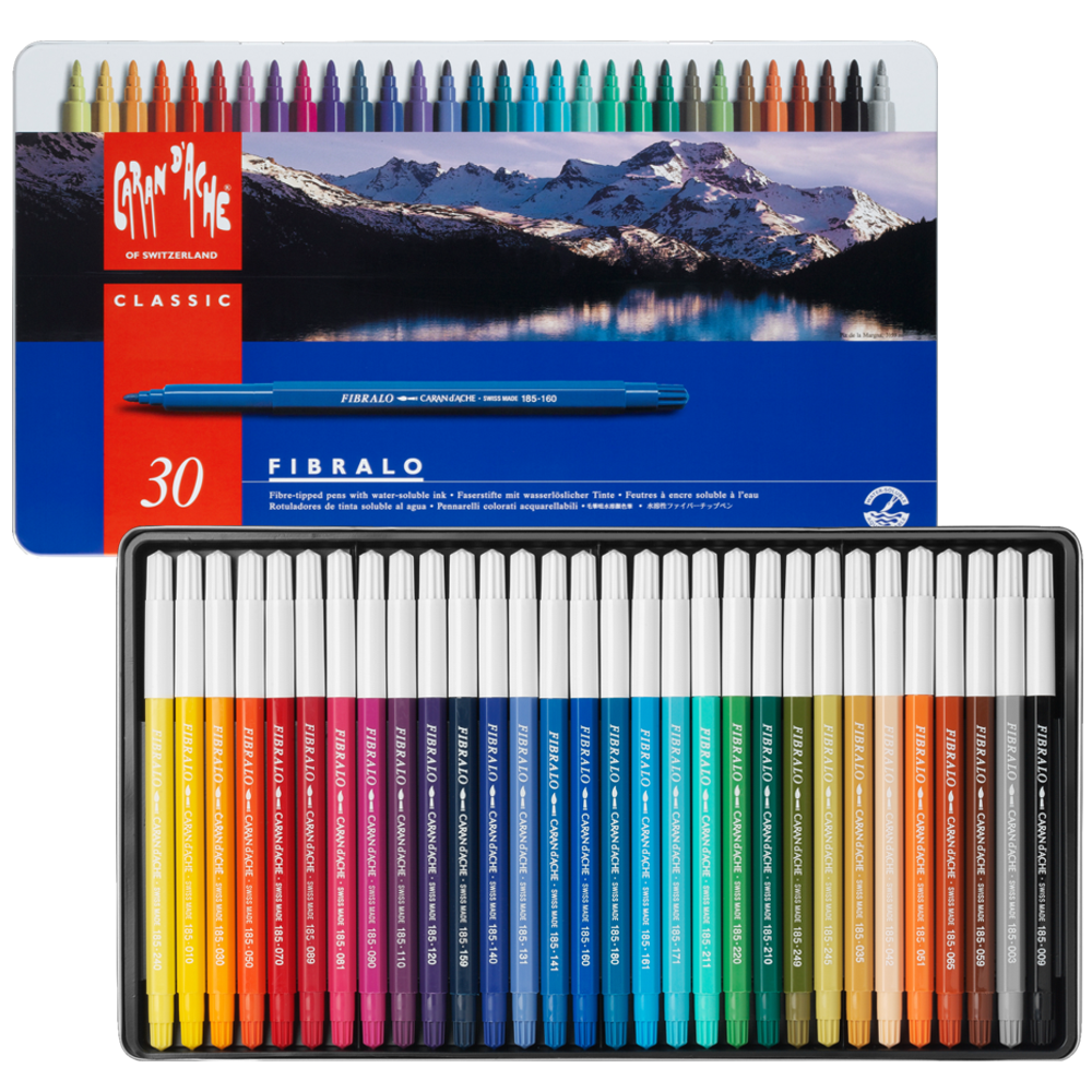 Caneta Aquarelável Fibralo Caran D'Ache 30 Cores